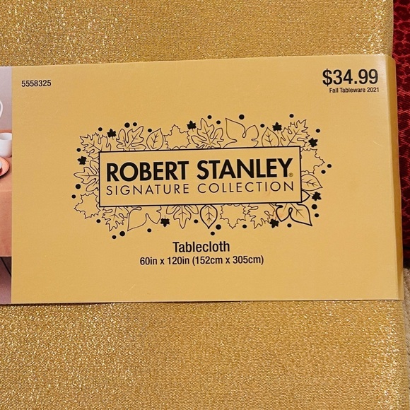 N8-NEW Robert Stanley Gold Shimmer Tablecloth-60" x 120" - Picture 4 of 7
